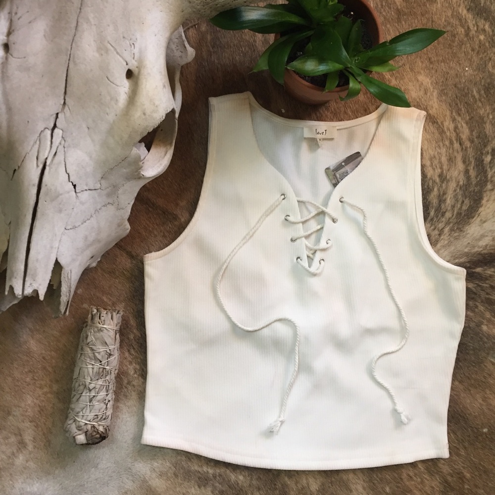 NWT Love J lace up crop top festival BoHo Chic